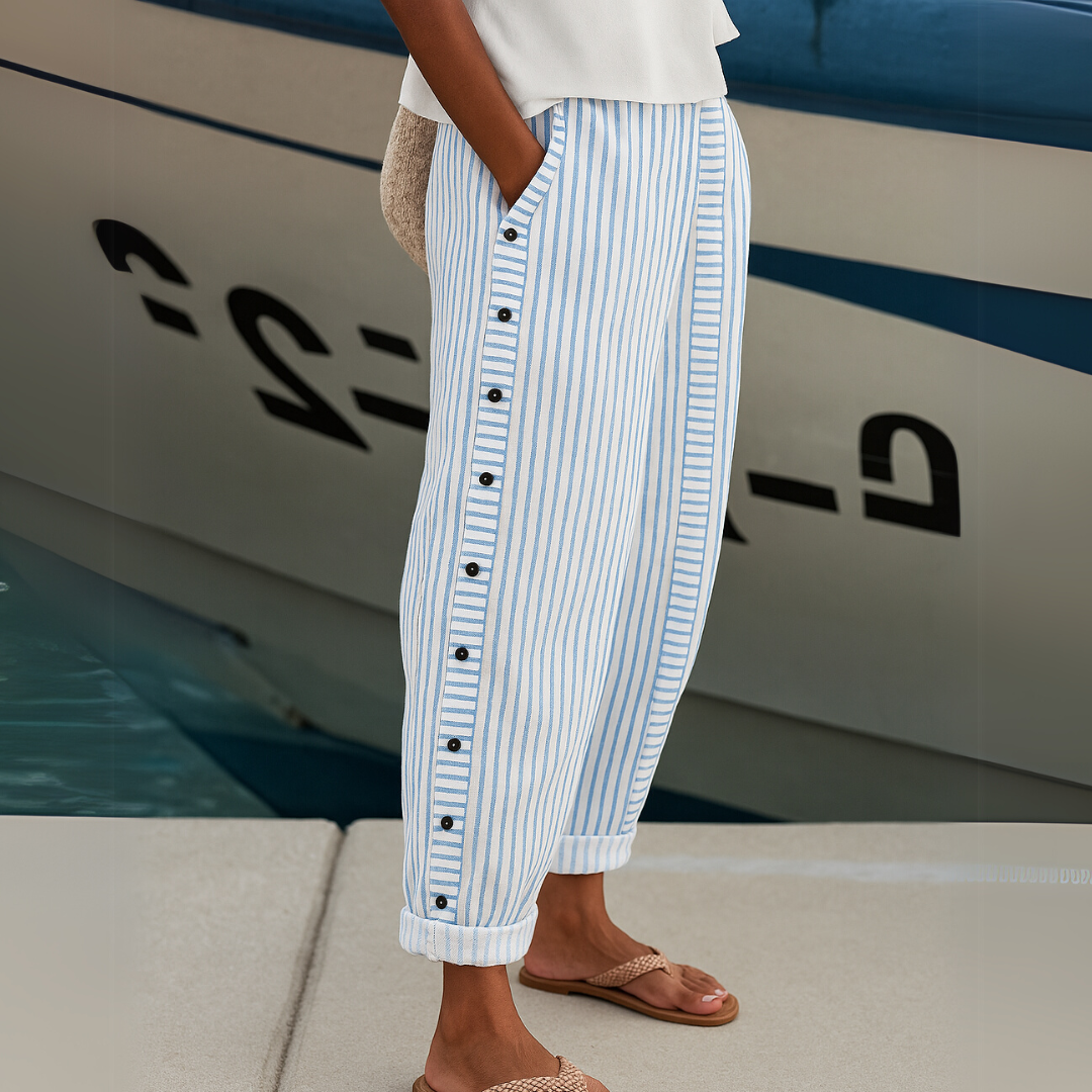 Harper - Stylish Striped Button Pants