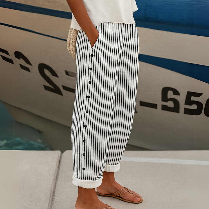 Harper - Stylish Striped Button Pants