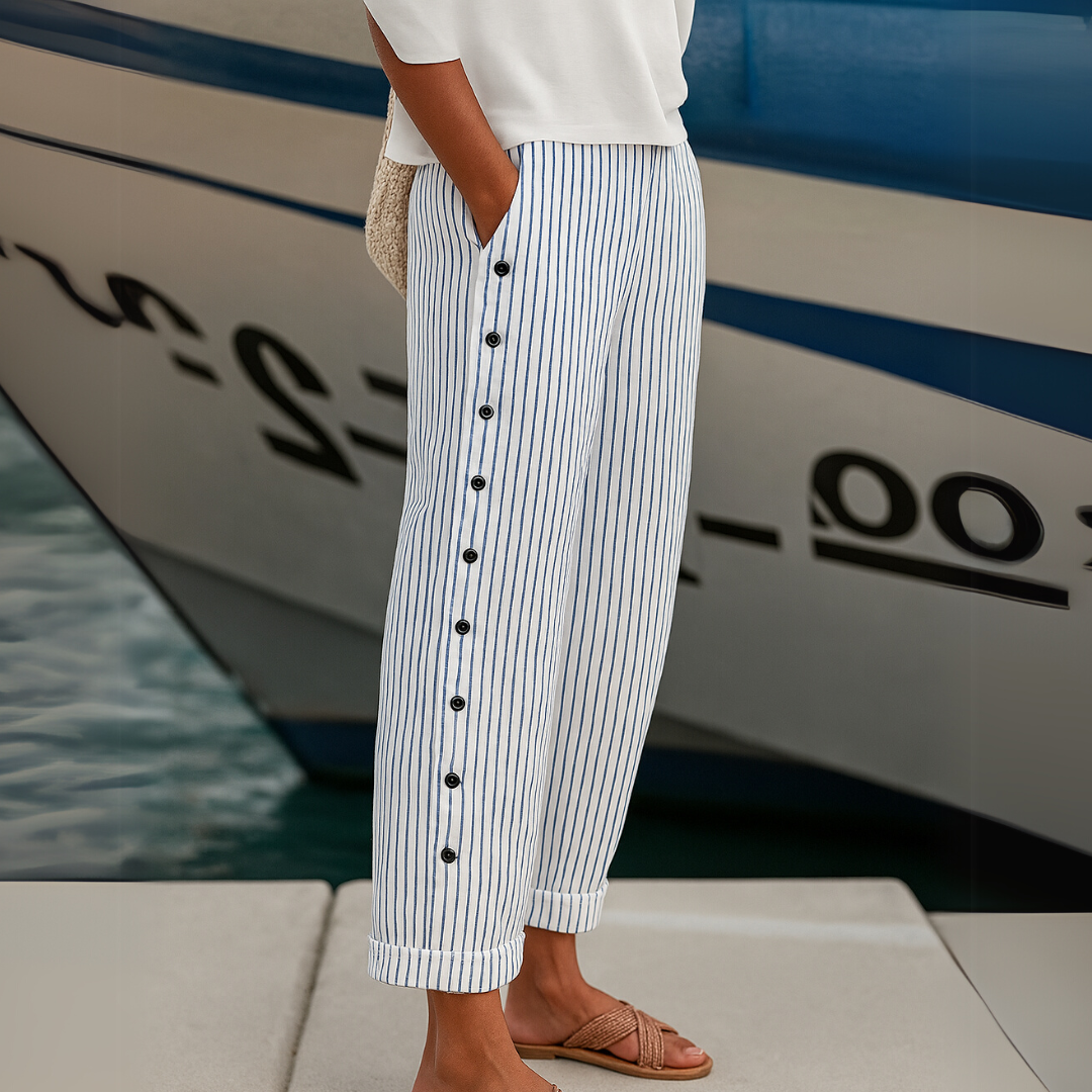 Harper - Stylish Striped Button Pants