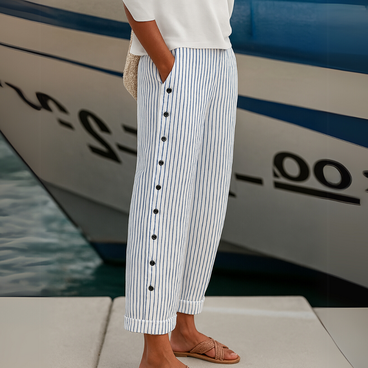 Harper - Stylish Striped Button Pants