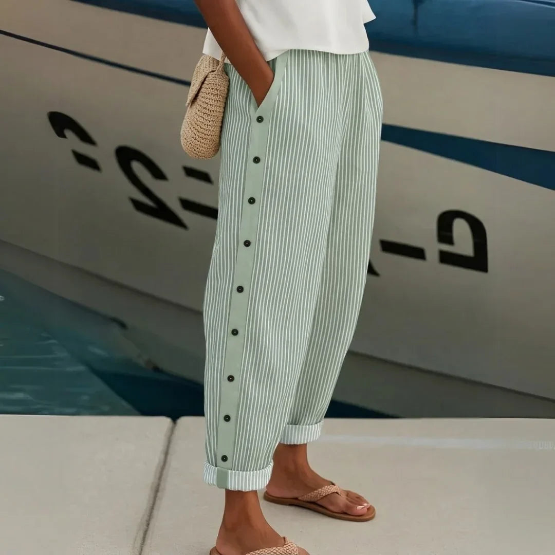 Harper - Stylish Striped Button Pants