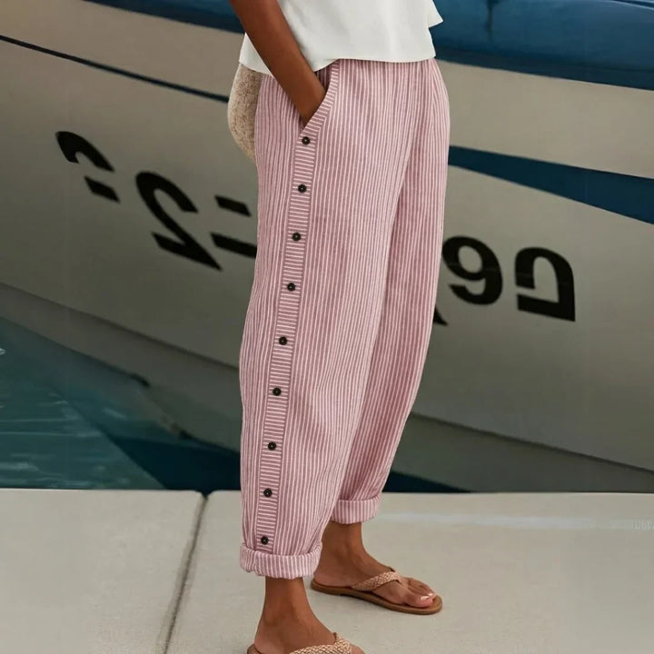 Harper - Stylish Striped Button Pants