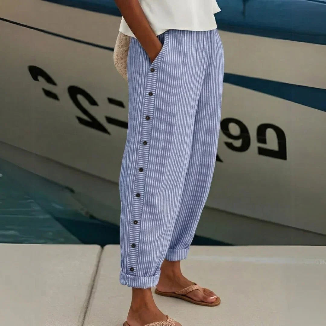 Harper - Stylish Striped Button Pants