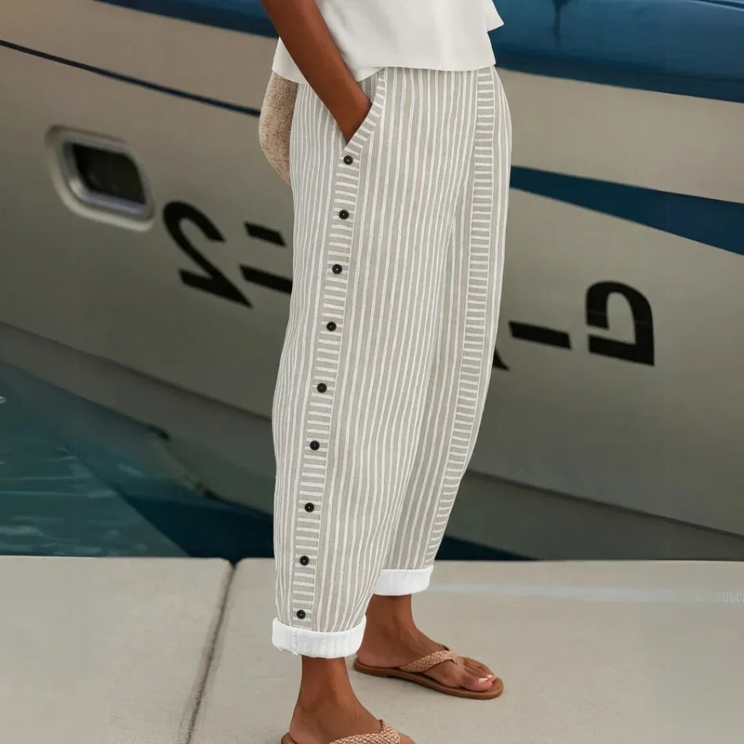 Harper - Stylish Striped Button Pants