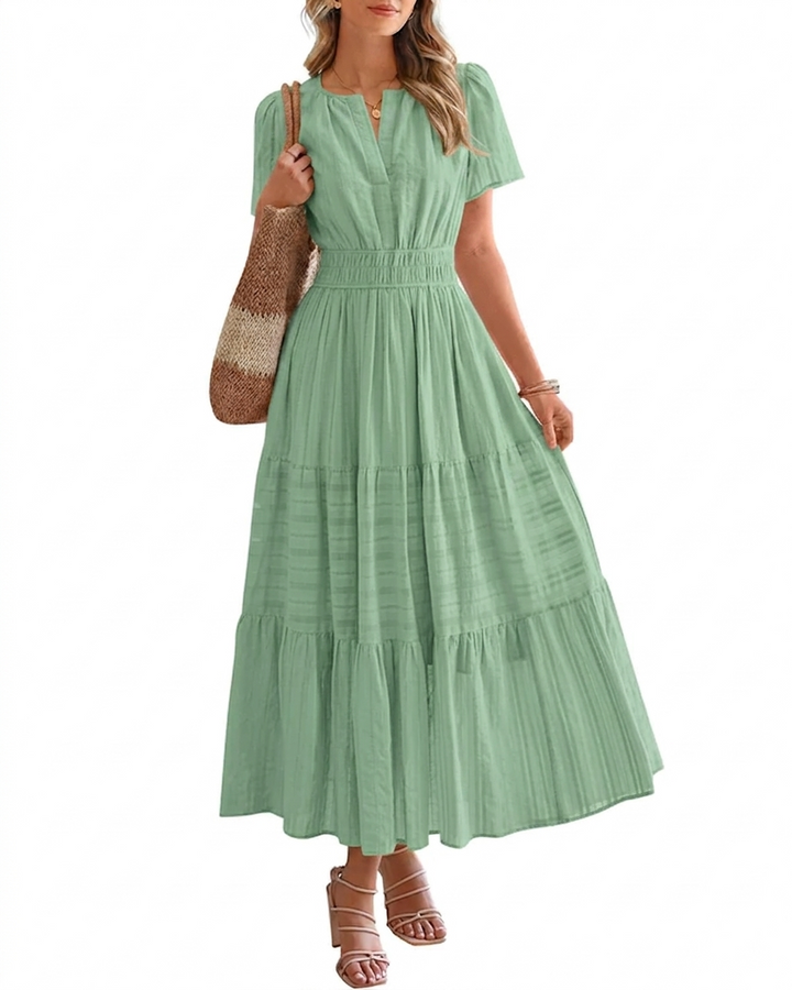 Suzanne - Boho Maxi Dress with V-Neck & Flowing Fit