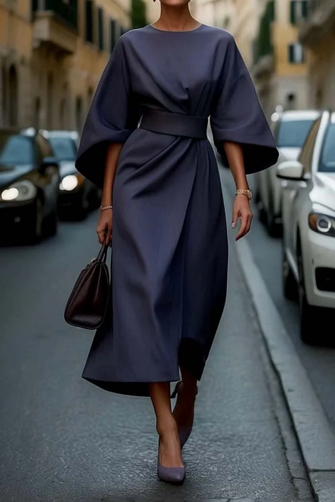 Louise - Maxi Length Evening Dress with Belt