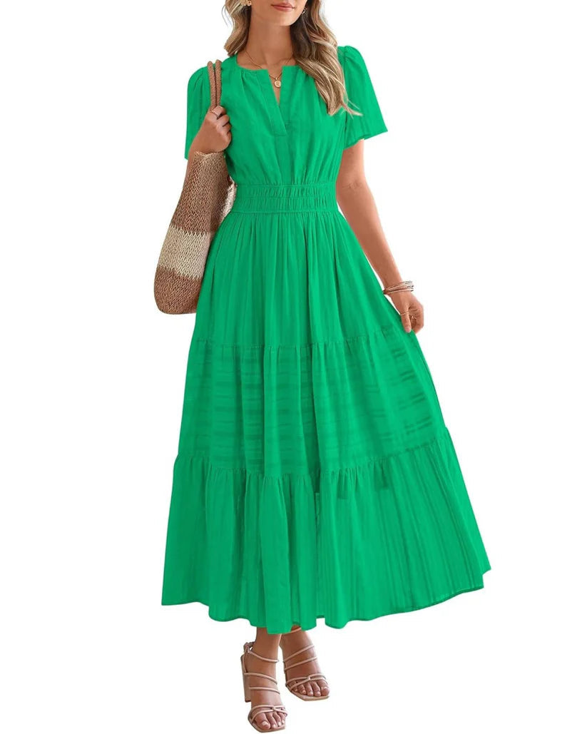 Suzanne - Boho Maxi Dress with V-Neck & Flowing Fit
