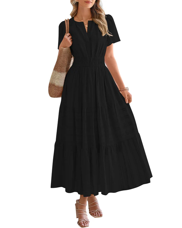 Suzanne - Boho Maxi Dress with V-Neck & Flowing Fit