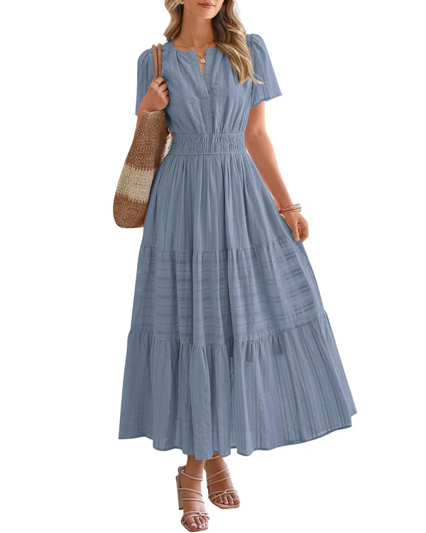 Suzanne - Boho Maxi Dress with V-Neck & Flowing Fit
