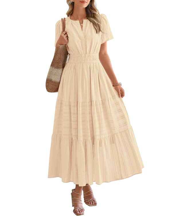 Suzanne - Boho Maxi Dress with V-Neck & Flowing Fit