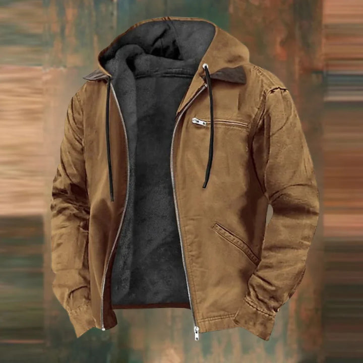 Aaron | Men's Hooded Zip Front Utility Jacket