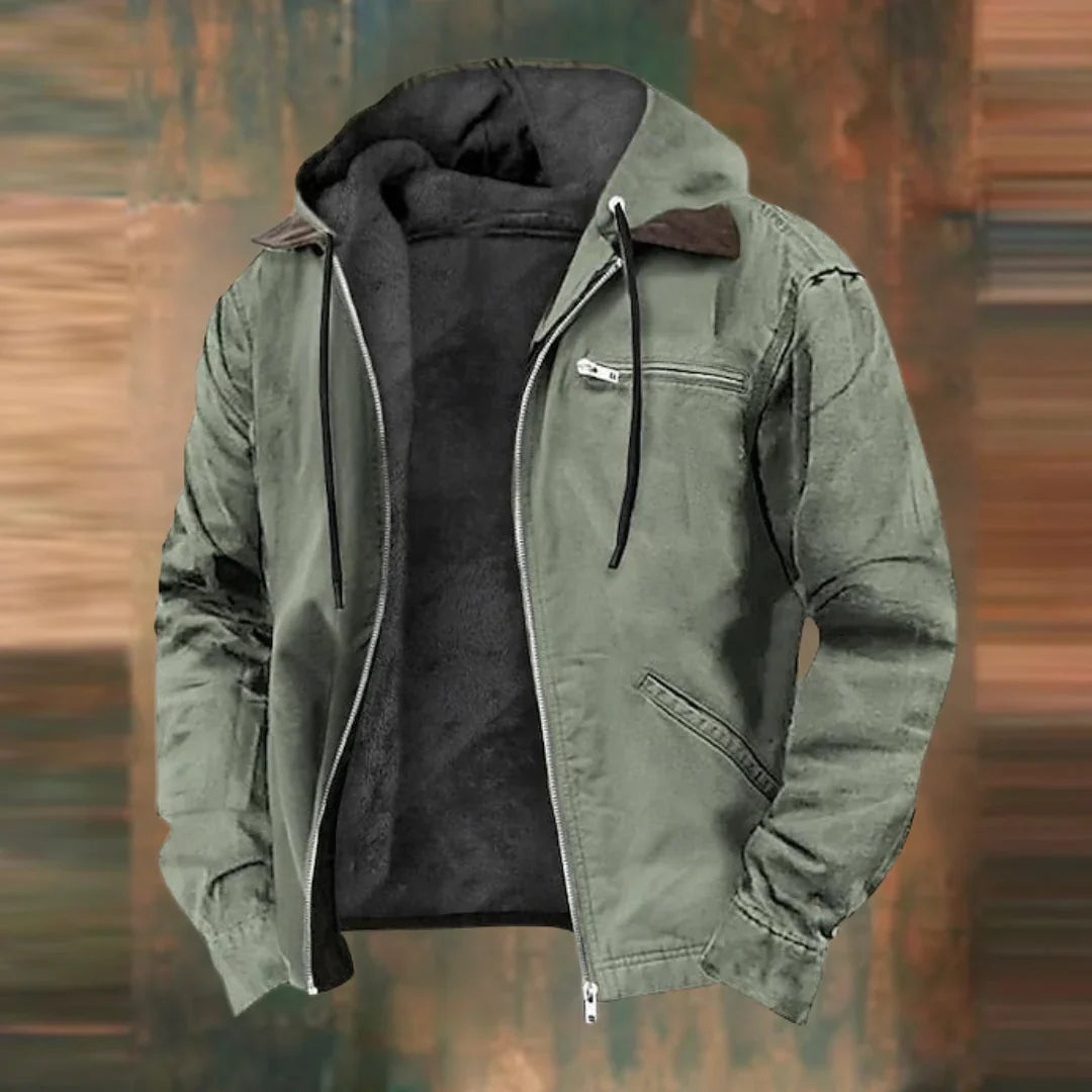 Aaron | Men's Hooded Zip Front Utility Jacket