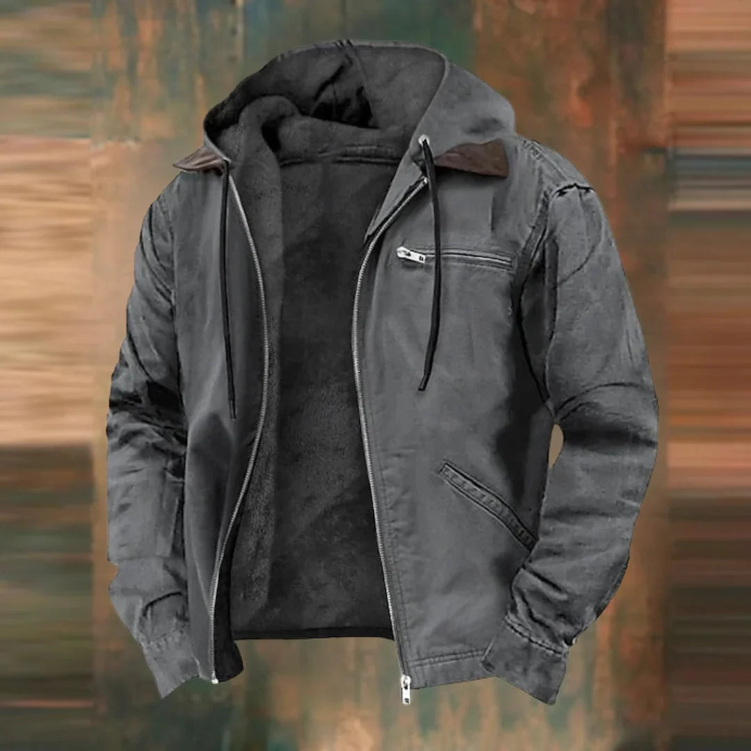 Aaron | Men's Hooded Zip Front Utility Jacket