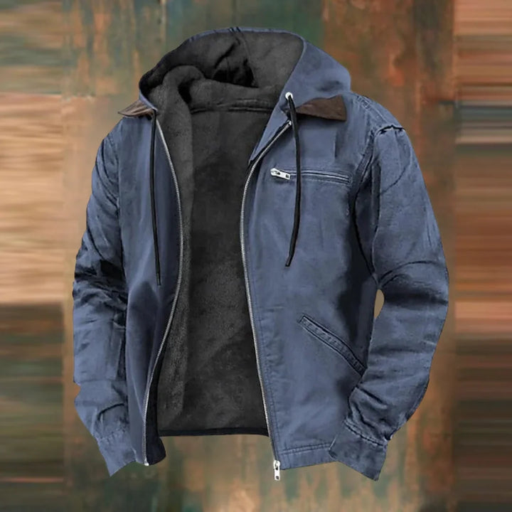 Aaron | Men's Hooded Zip Front Utility Jacket