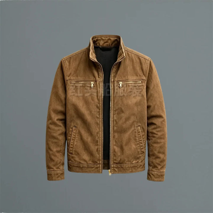 Adam | Men's Cotton Jacket Zip Front Washed Casual Jacket