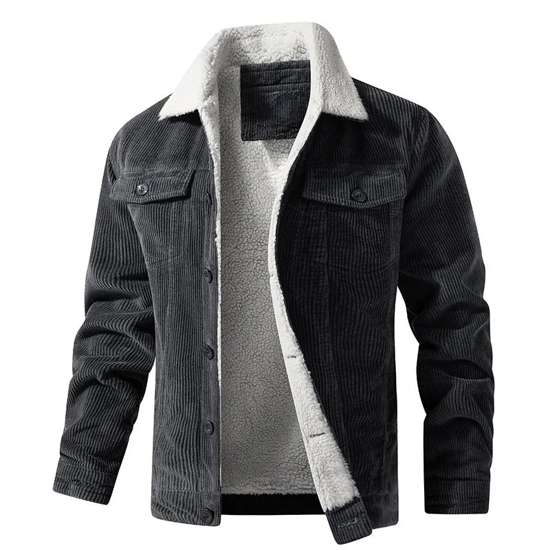 Bruce | Men's Corduroy Jacket Sherpa Lined Button Front