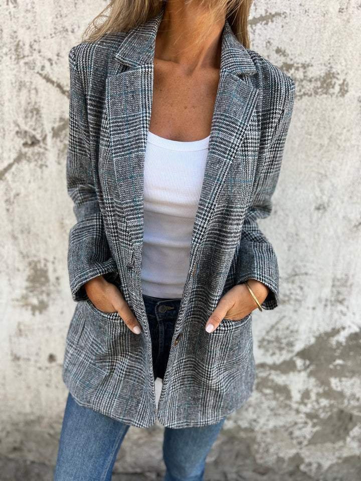 Daisy | Women's Glen Plaid Single Button Blazer Jacket