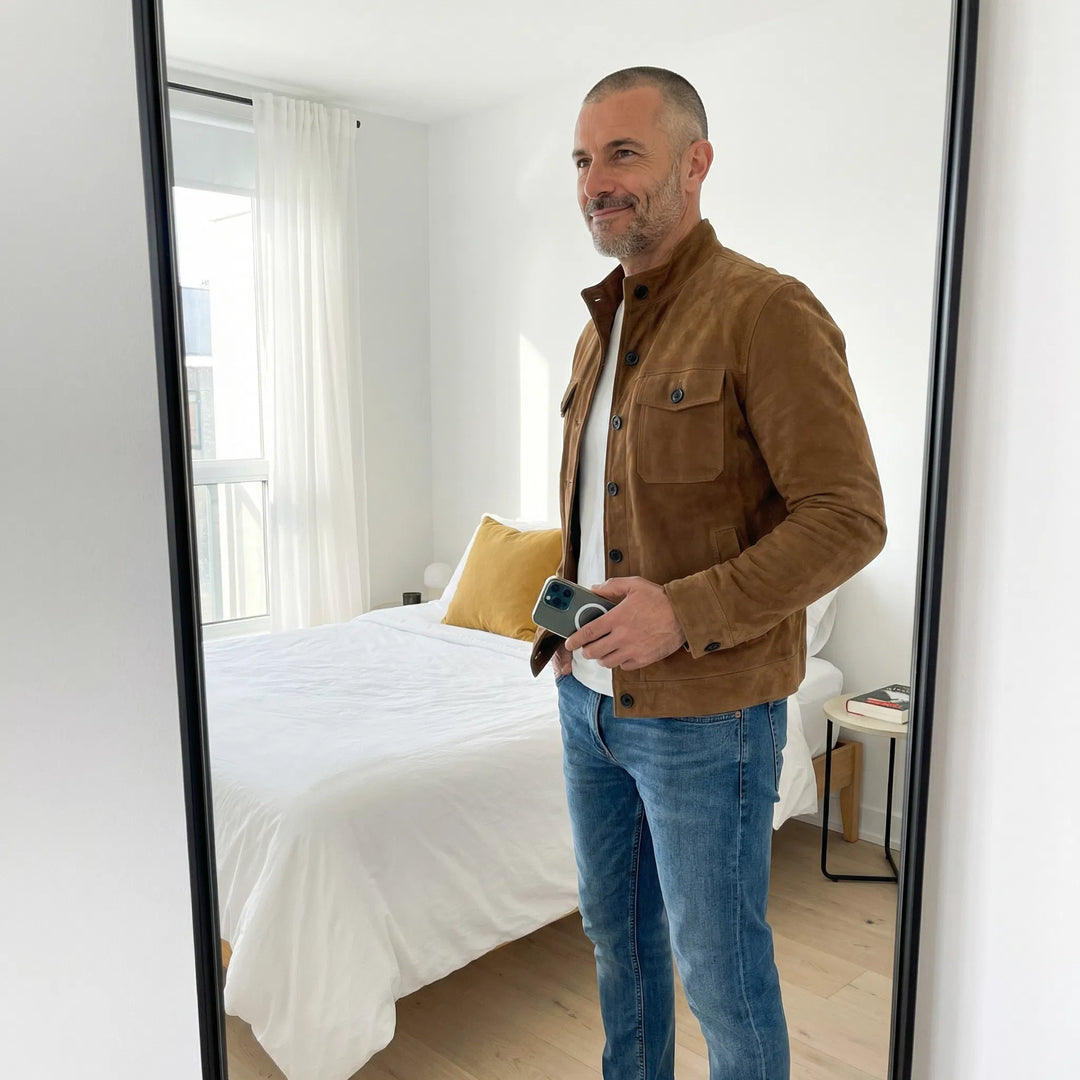 Dean | Men's Suede Effect Trucker Jacket Chest Pocket