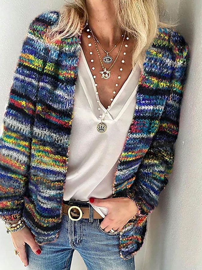 Delia | Women's Rainbow Cardigan Open Cardigan Sweater