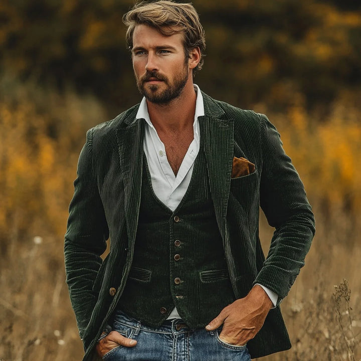 Dominic | Men's Suit Jacket Corduroy Blazer and Vest Set