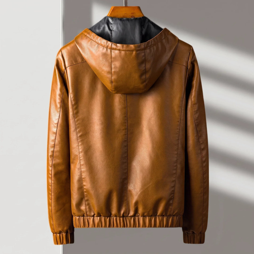 Dylan | Men's Faux Leather Jacket Hooded Bomber Jacket