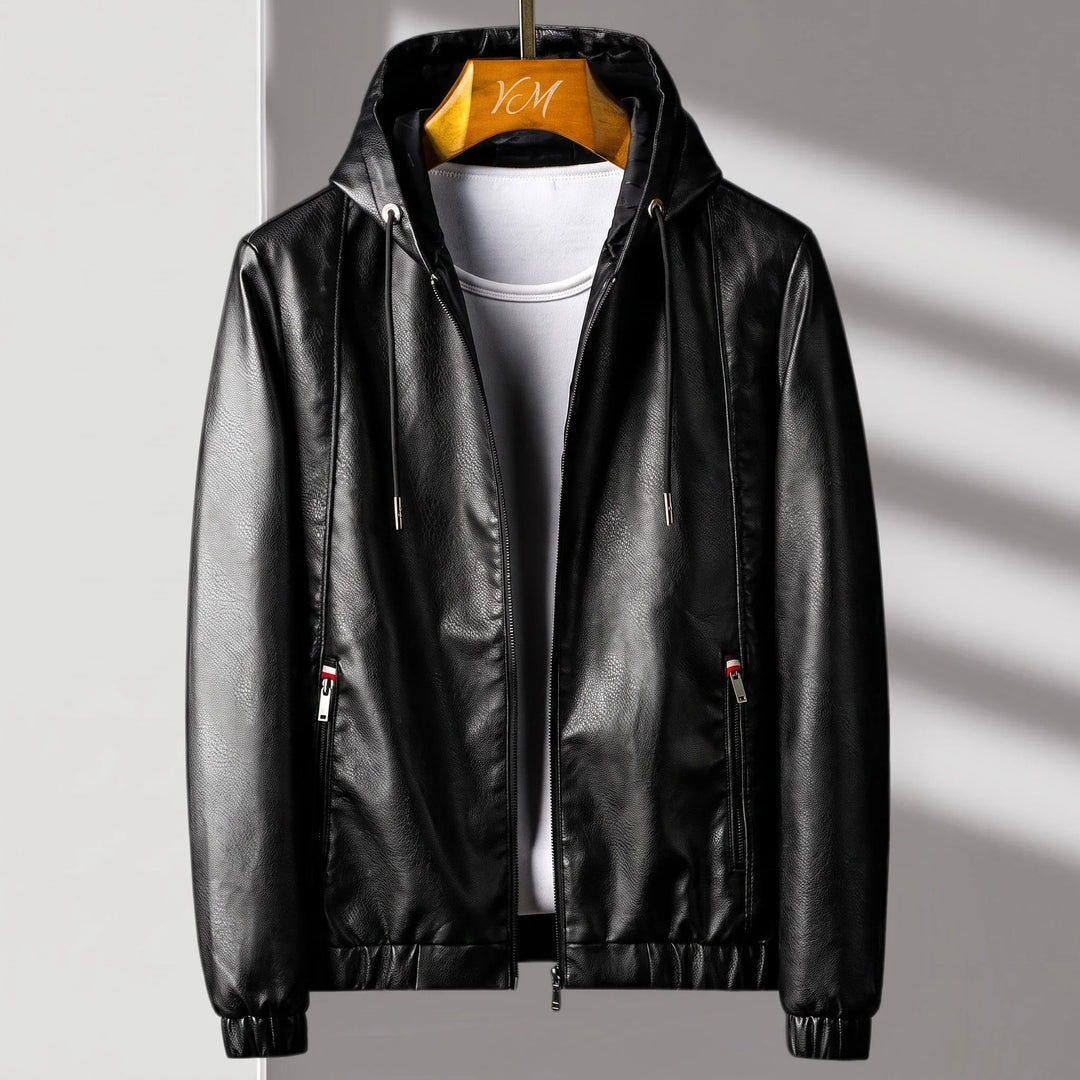 Dylan | Men's Faux Leather Jacket Hooded Bomber Jacket