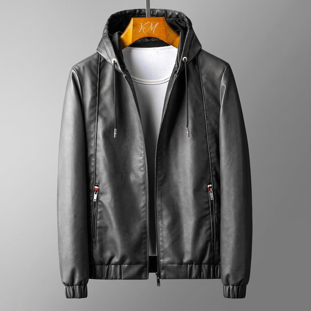 Dylan | Men's Faux Leather Jacket Hooded Bomber Jacket