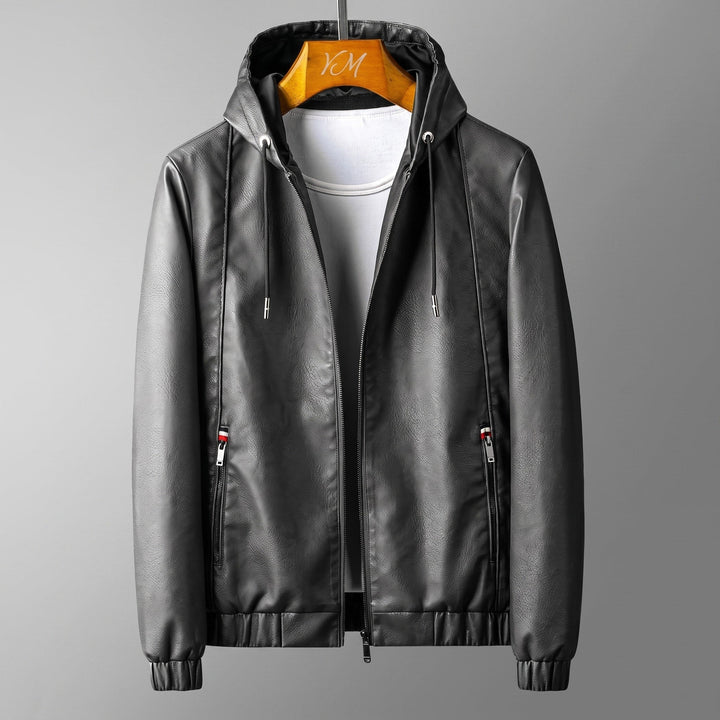Dylan | Men's Faux Leather Jacket Hooded Bomber Jacket