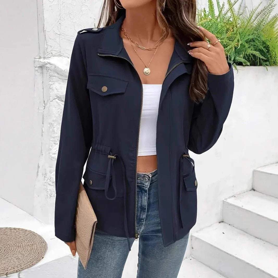 Elena | Women's Utility Jacket Drawstring Waist Rain Jacket