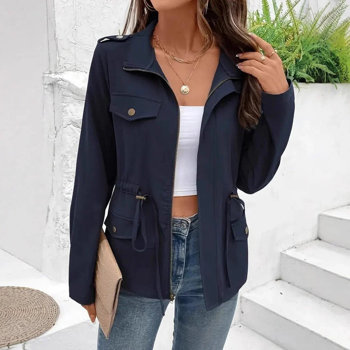 Elena | Women's Utility Jacket Drawstring Waist Rain Jacket