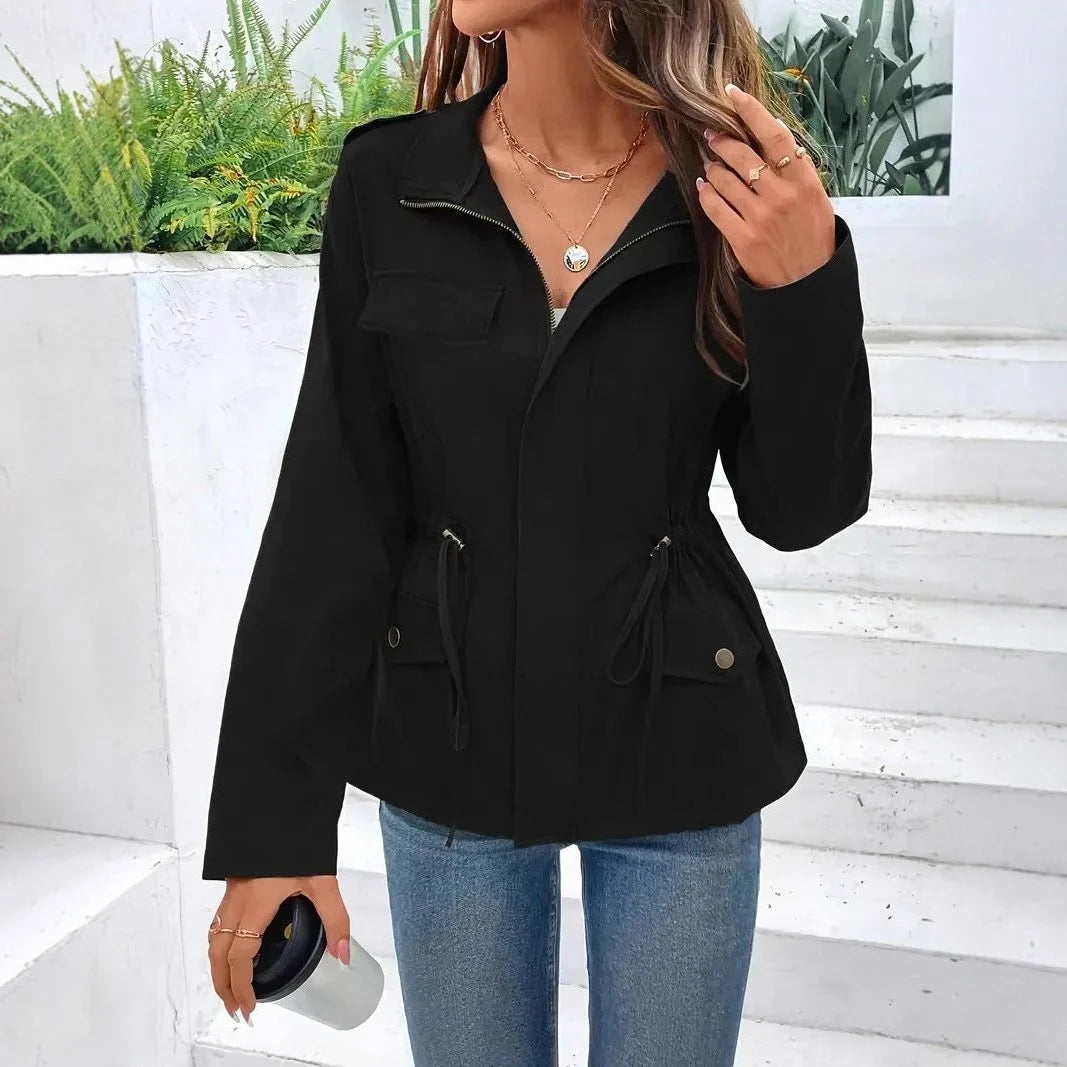 Elena | Women's Utility Jacket Drawstring Waist Rain Jacket