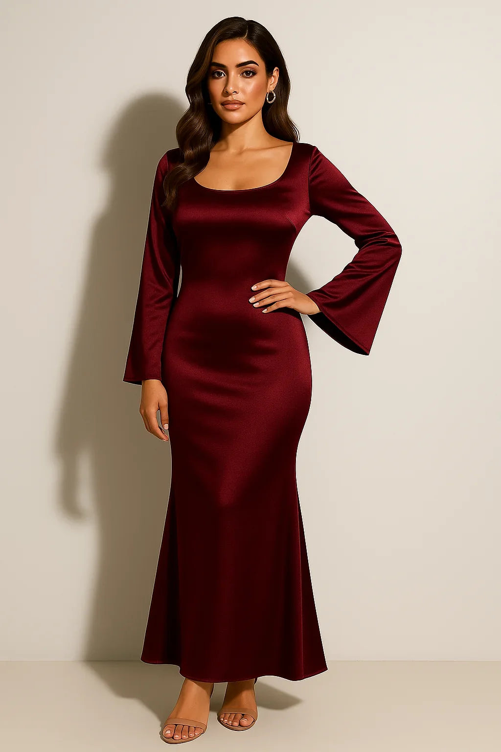 Ellie | Women's Long Sleeve Maxi Dress Mermaid Gown