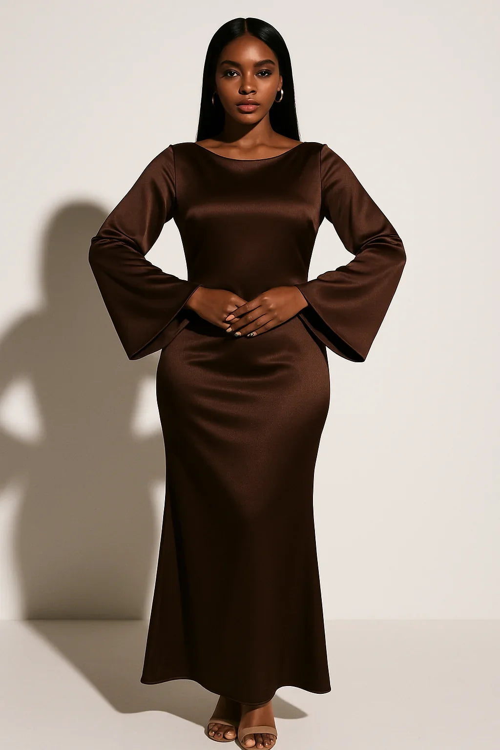 Ellie | Women's Long Sleeve Maxi Dress Mermaid Gown