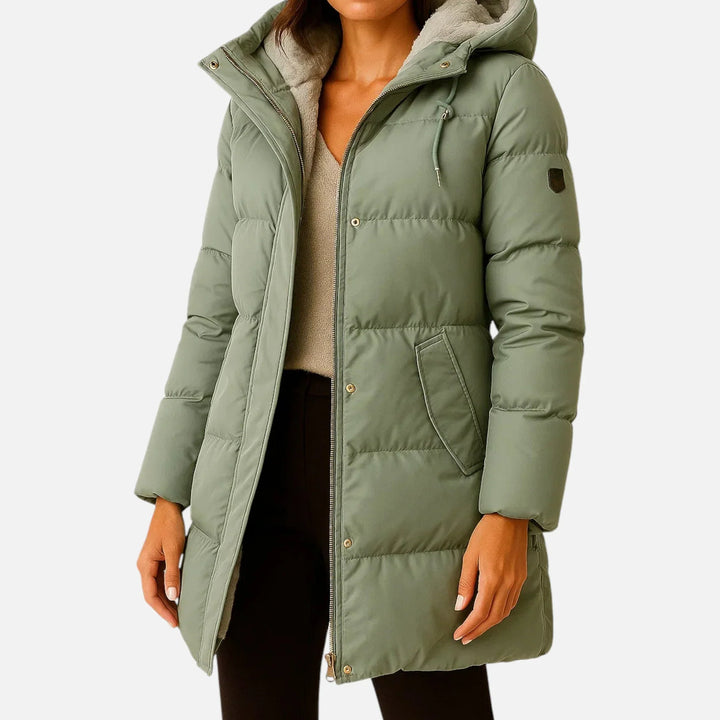 Erika | Women's Hooded Longline Quilted Puffer Coat
