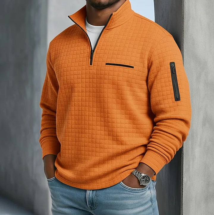 Evan | Men's Waffle Sweater Quarter Zip Pullover Sweater
