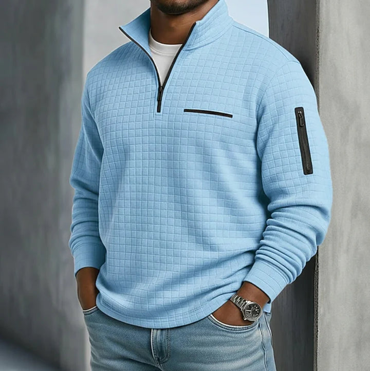 Evan | Men's Waffle Sweater Quarter Zip Pullover Sweater
