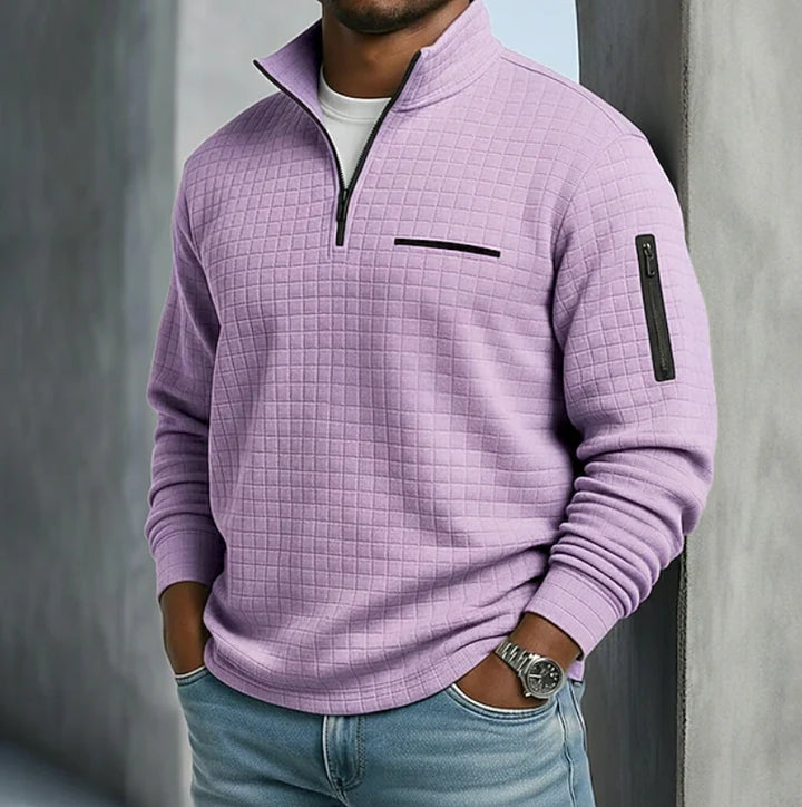Evan | Men's Waffle Sweater Quarter Zip Pullover Sweater