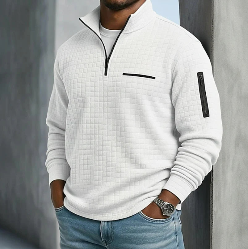 Evan | Men's Waffle Sweater Quarter Zip Pullover Sweater