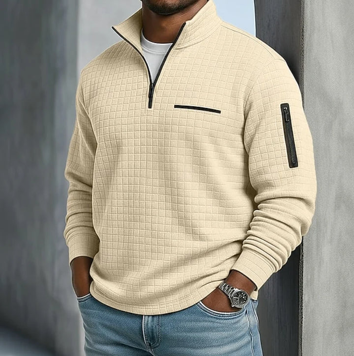 Evan | Men's Waffle Sweater Quarter Zip Pullover Sweater