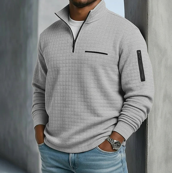 Evan | Men's Waffle Sweater Quarter Zip Pullover Sweater