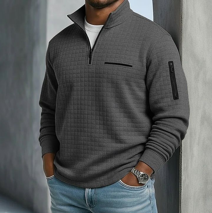 Evan | Men's Waffle Sweater Quarter Zip Pullover Sweater