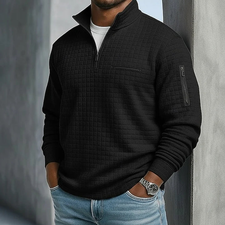 Evan | Men's Waffle Sweater Quarter Zip Pullover Sweater