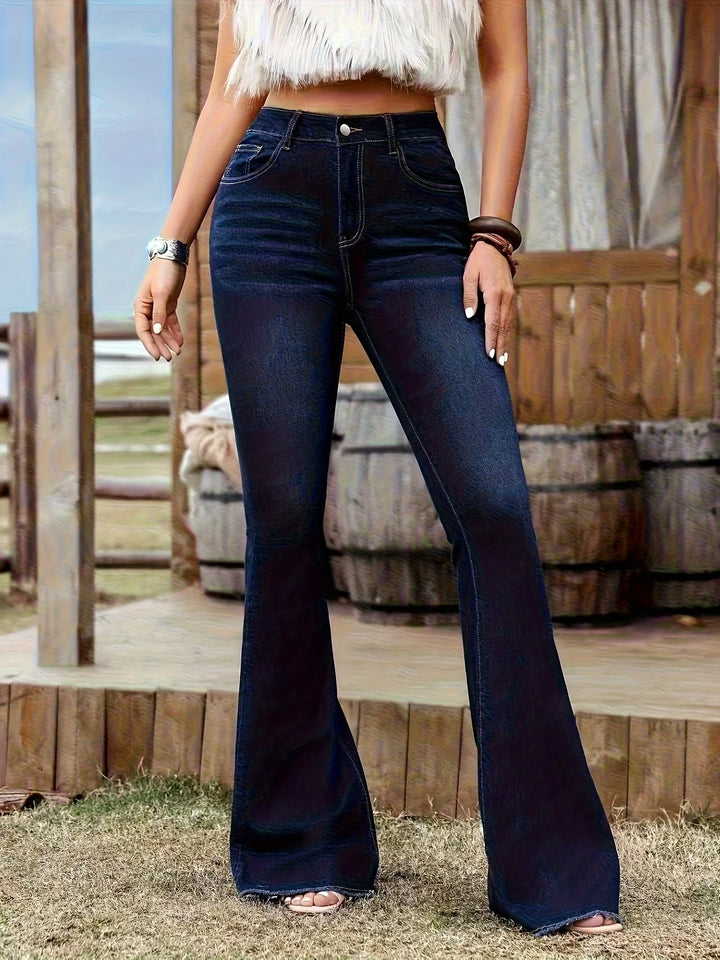 Gwen | Women's Flare Jeans Bootcut Jeans Dark Blue Wash