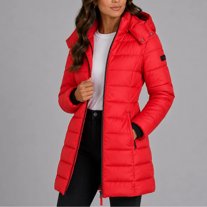 Helena | Women's Long Puffer Jacket Hooded Quilted Coat