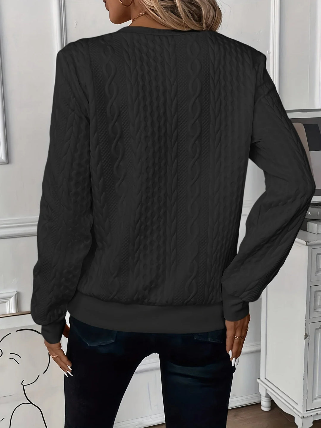 Holly | Women's Relaxed Cable Knit Half Zip Sweater