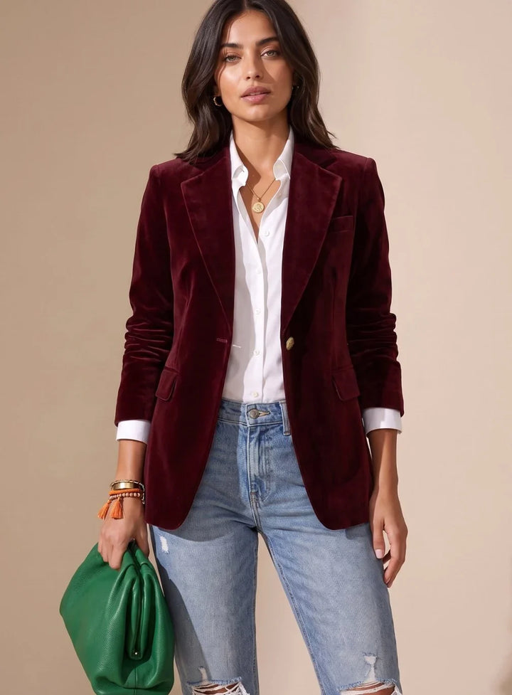 Holly | Women's Velvet Blazer Jacket Slim Fit Tailored