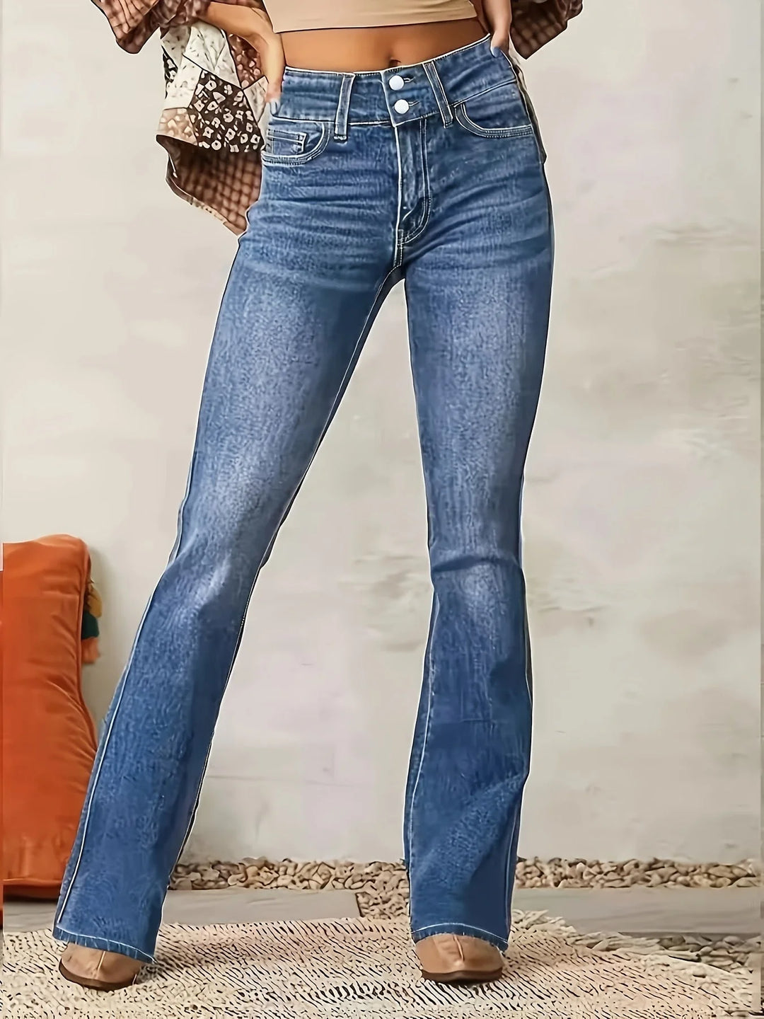 Hope | Women's Bootcut Jeans Medium Blue High Waisted
