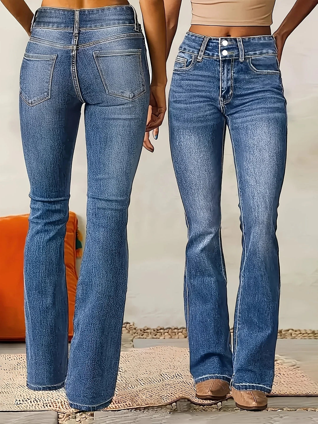Hope | Women's Bootcut Jeans Medium Blue High Waisted