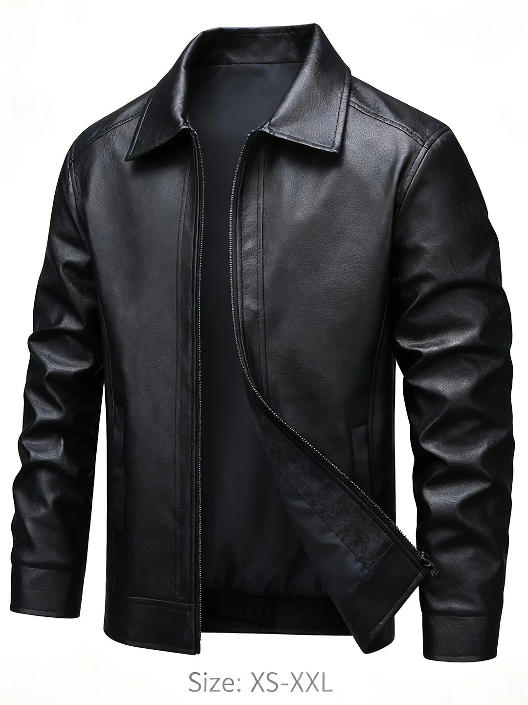 Ian | Men's Black Bomber Jacket Faux Leather Collared