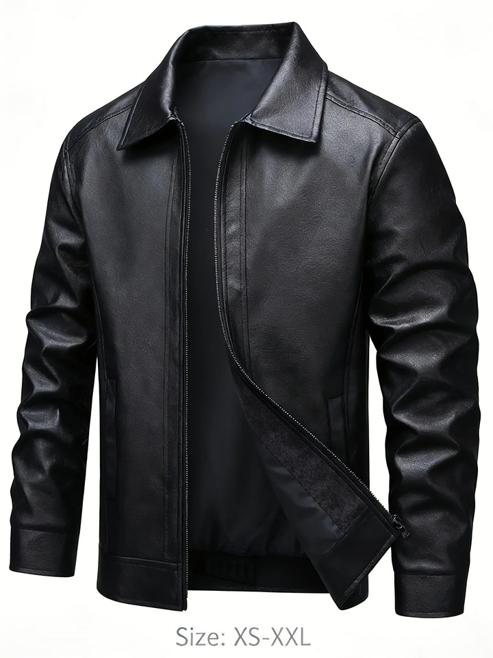 Ian | Men's Black Bomber Jacket Faux Leather Collared